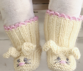Paashaas sloffen breien voor baby’s en peuters